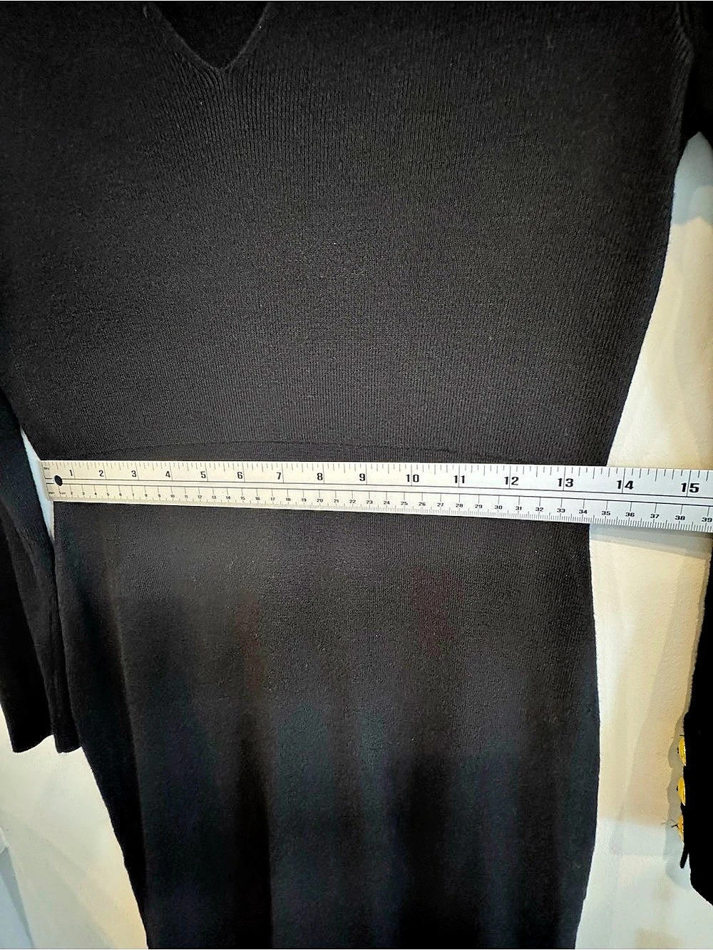 Calvin Klein Black Sweater Dress Gold Button V Neck NWT S - Picture 12 of 15